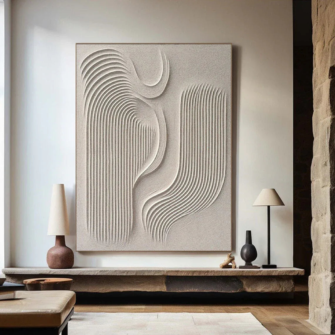 Flowing Harmony-Modern Minimalist Flowing Curved Geometric Abstract Wall Art - artextured