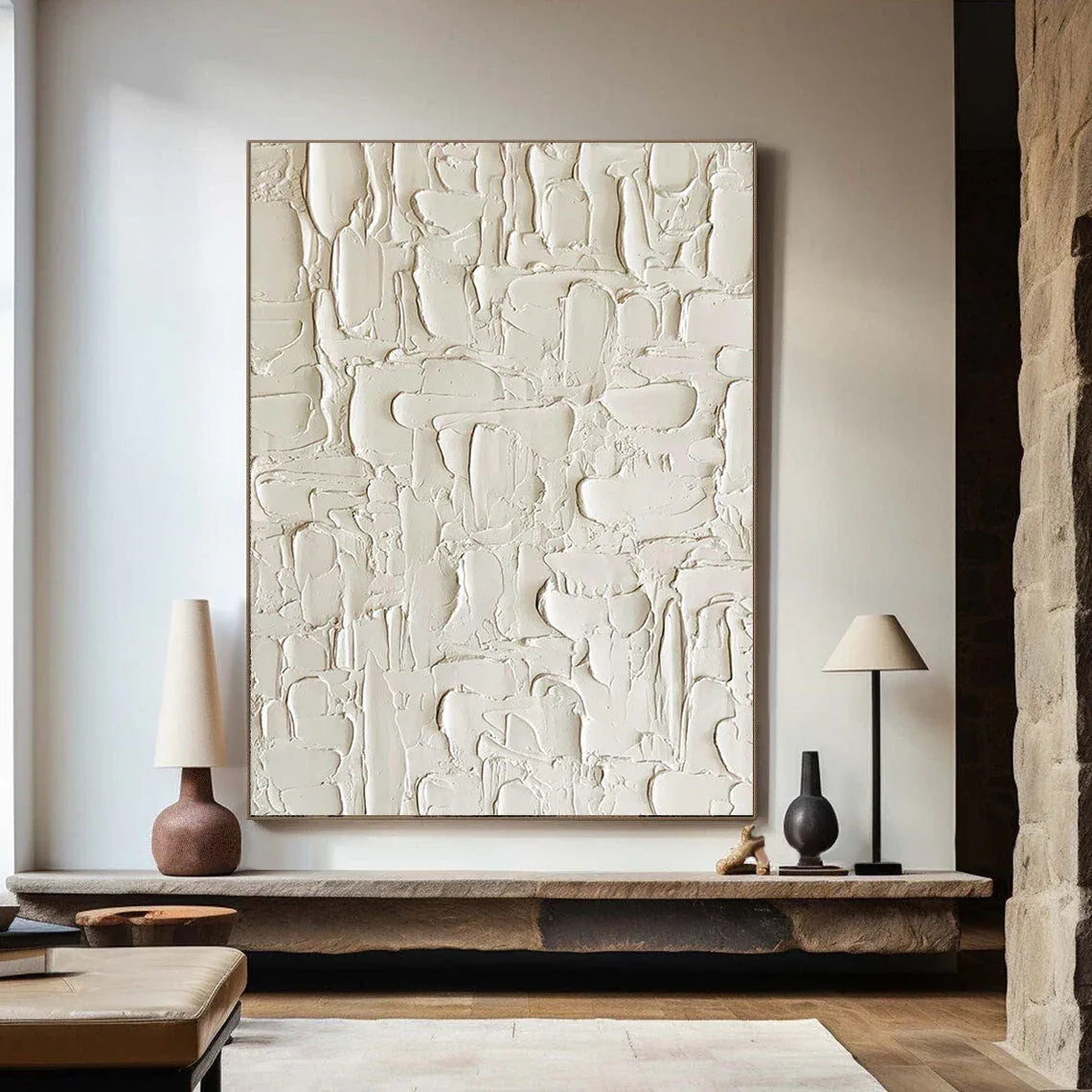 Tactile Rhythm-Texture abstract wall art with sculptural patterns - artextured