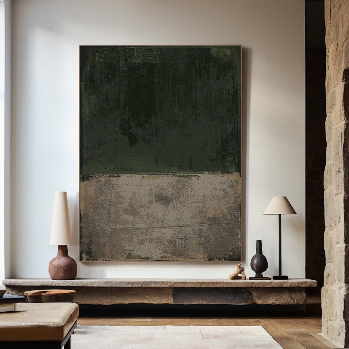 Echoes of Earth: Textured Abstract Minimalist Canvas