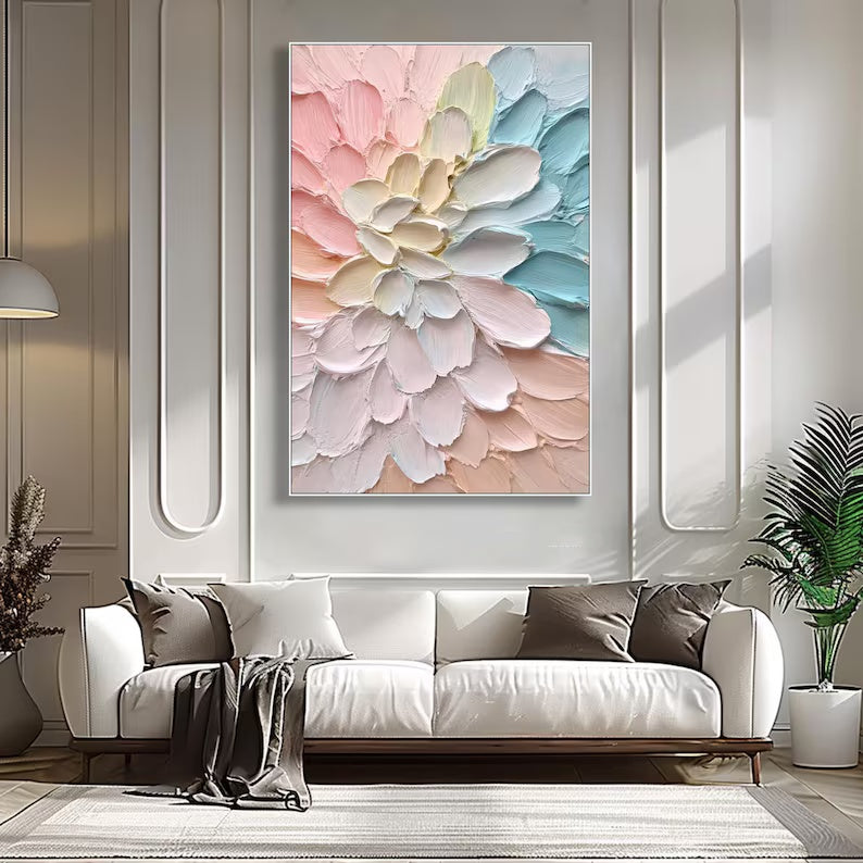 Blooming Serenity - 3D Textured Floral Canvas Painting#AB0602001