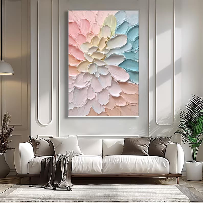 Blooming Serenity - 3D Textured Floral Canvas Painting#AB0602001