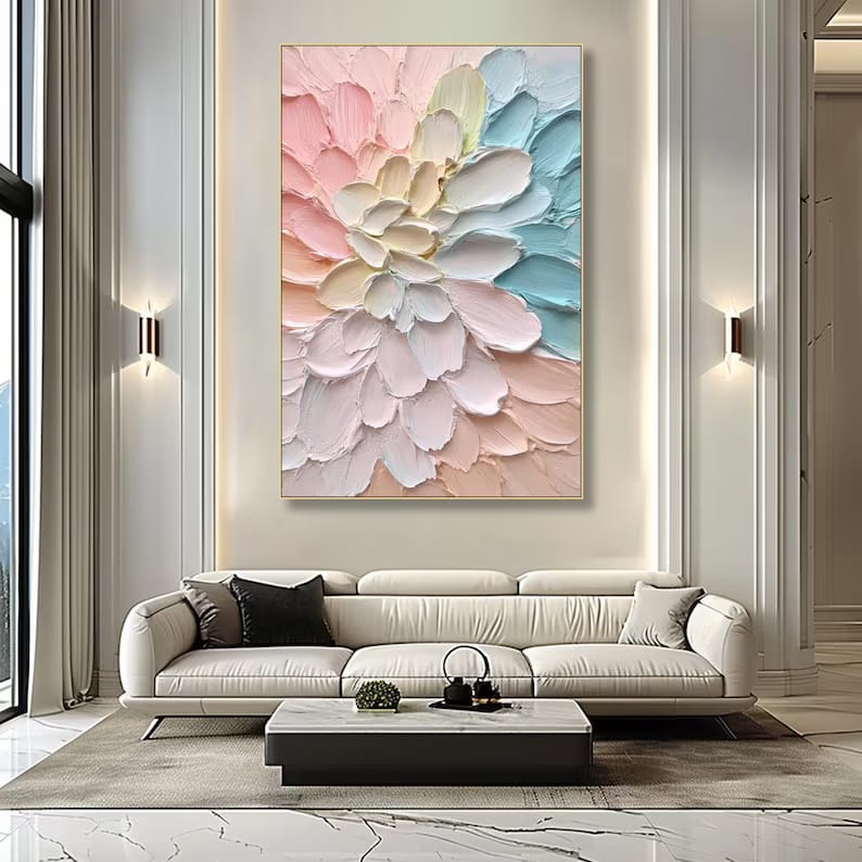 Blooming Serenity - 3D Textured Floral Canvas Painting#AB0602001