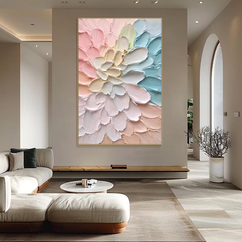 Blooming Serenity - 3D Textured Floral Canvas Painting#AB0602001