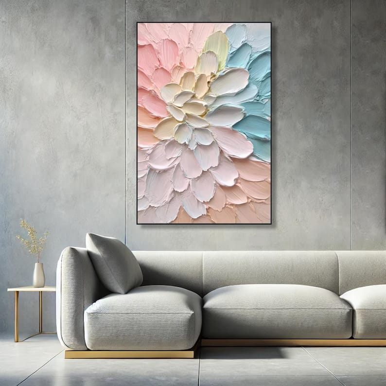 Blooming Serenity - 3D Textured Floral Canvas Painting#AB0602001