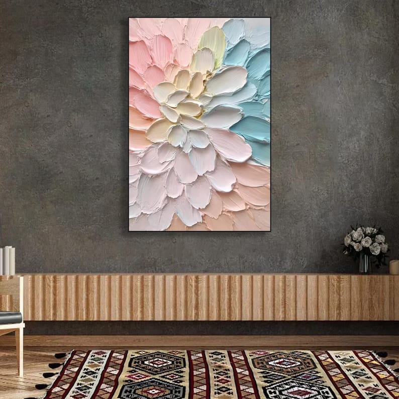 Blooming Serenity - 3D Textured Floral Canvas Painting#AB0602001