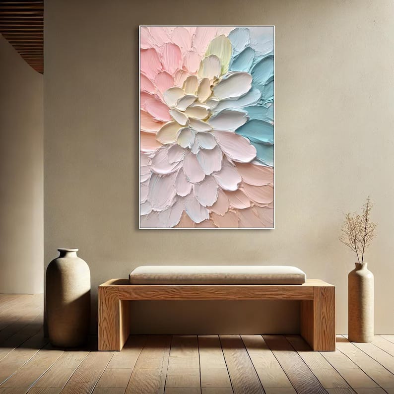 Blooming Serenity - 3D Textured Floral Canvas Painting#AB0602001