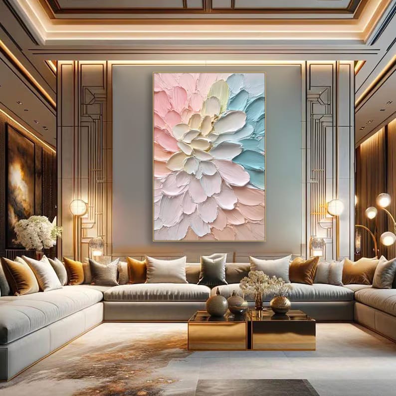 Blooming Serenity - 3D Textured Floral Canvas Painting#AB0602001