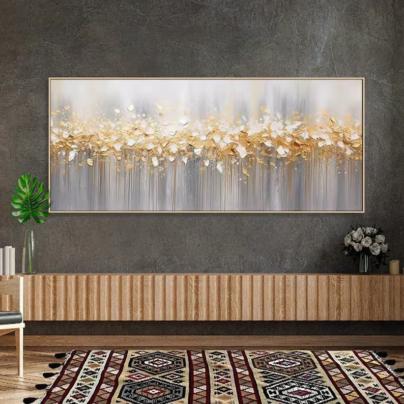 Gilded Whisper - Textured Gold Abstract Canvas Painting#AB0602003