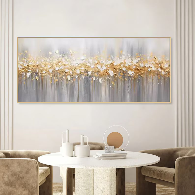 Gilded Whisper - Textured Gold Abstract Canvas Painting#AB0602003