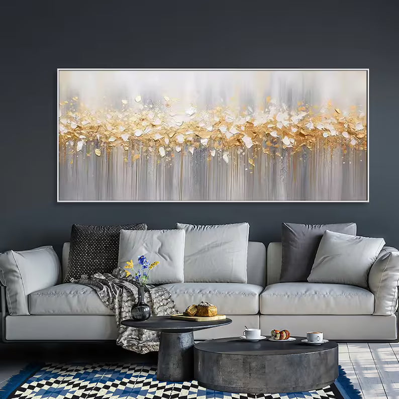 Gilded Whisper - Textured Gold Abstract Canvas Painting#AB0602003
