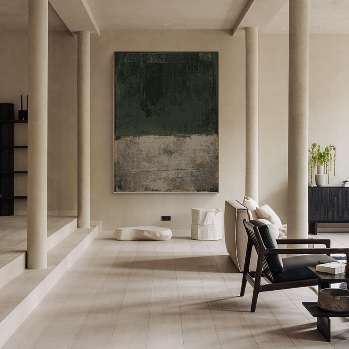 Echoes of Earth: Textured Abstract Minimalist Canvas