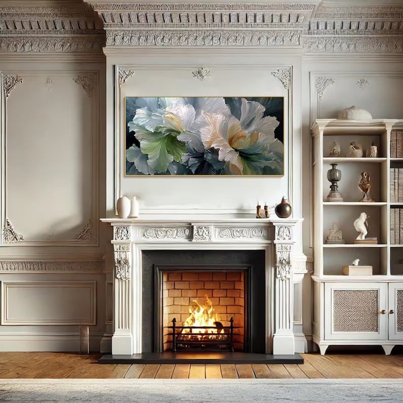 Petal Reverie - Textured White Floral Canvas Painting#AB0602016
