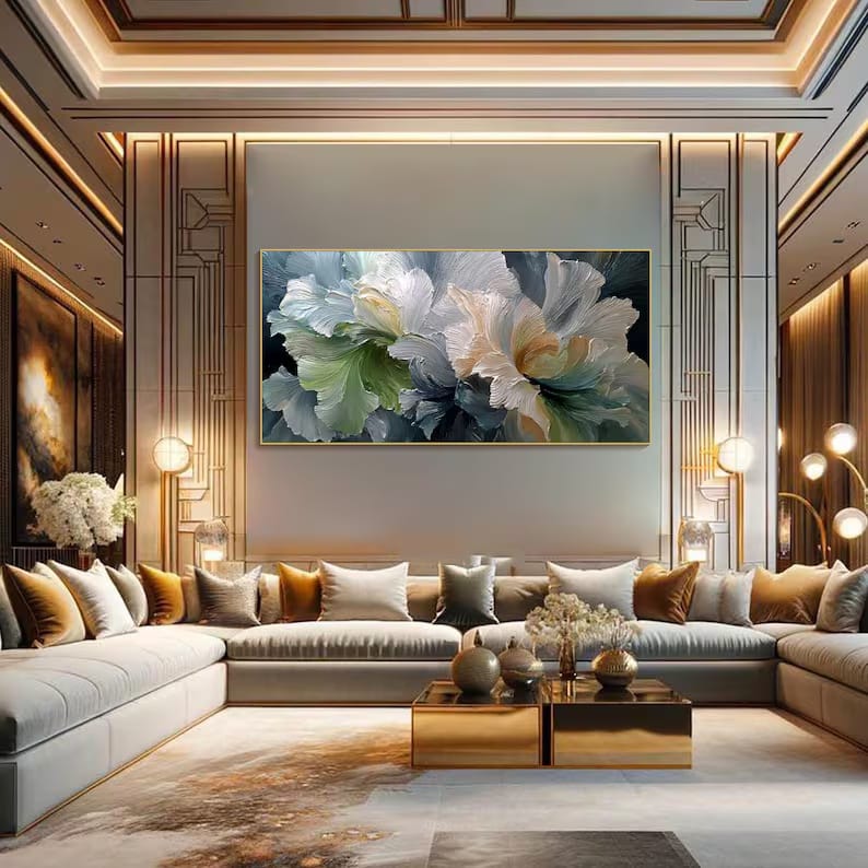 Petal Reverie - Textured White Floral Canvas Painting#AB0602016