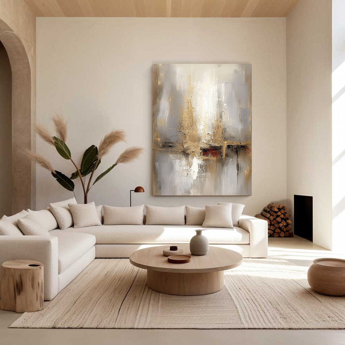 Golden Horizons - Gold, Silver and Grey Abstract Texture Wall Art