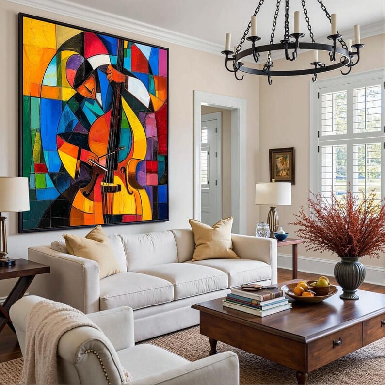 Rhythm in Color - Cubist Music Canvas Painting#AB0602006
