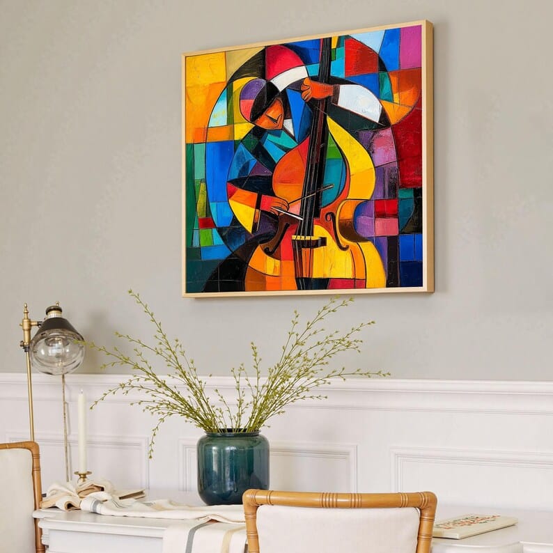 Rhythm in Color - Cubist Music Canvas Painting#AB0602006