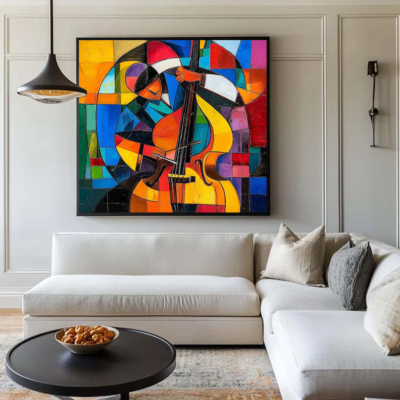 Rhythm in Color - Cubist Music Canvas Painting#AB0602006