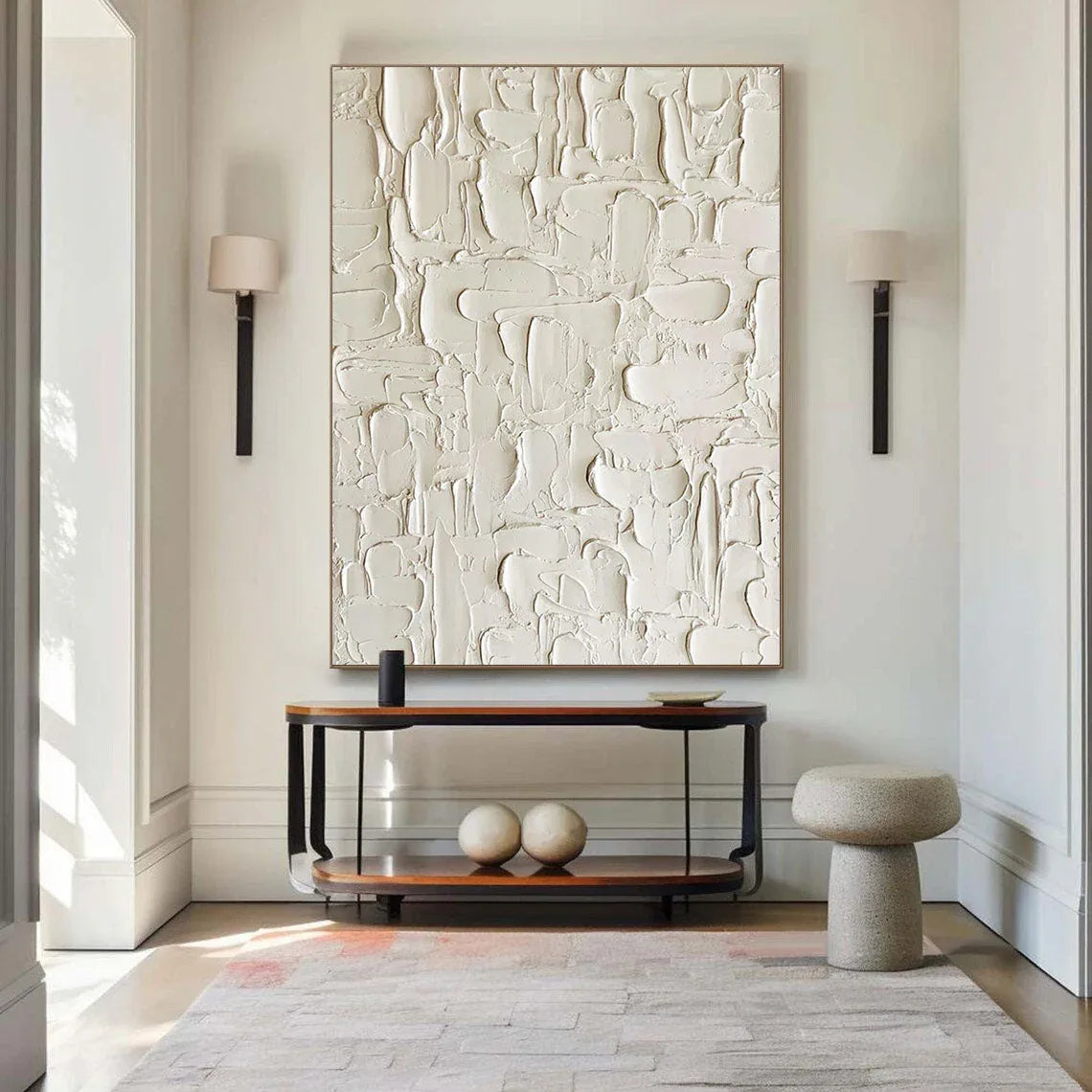 Tactile Rhythm-Texture abstract wall art with sculptural patterns - artextured