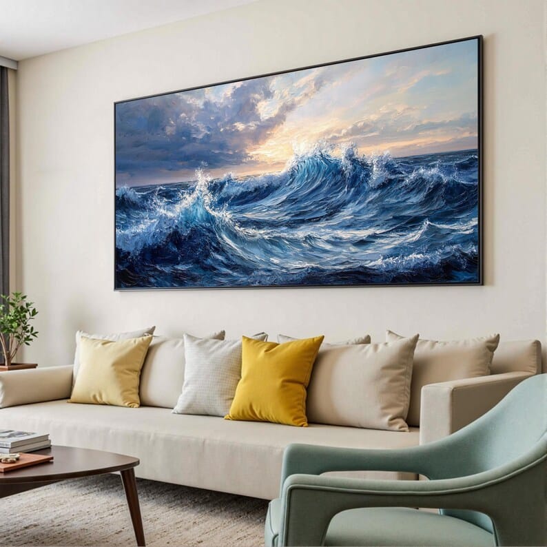 Tide of Light - Textured Ocean Wave Canvas Painting#AB0602010