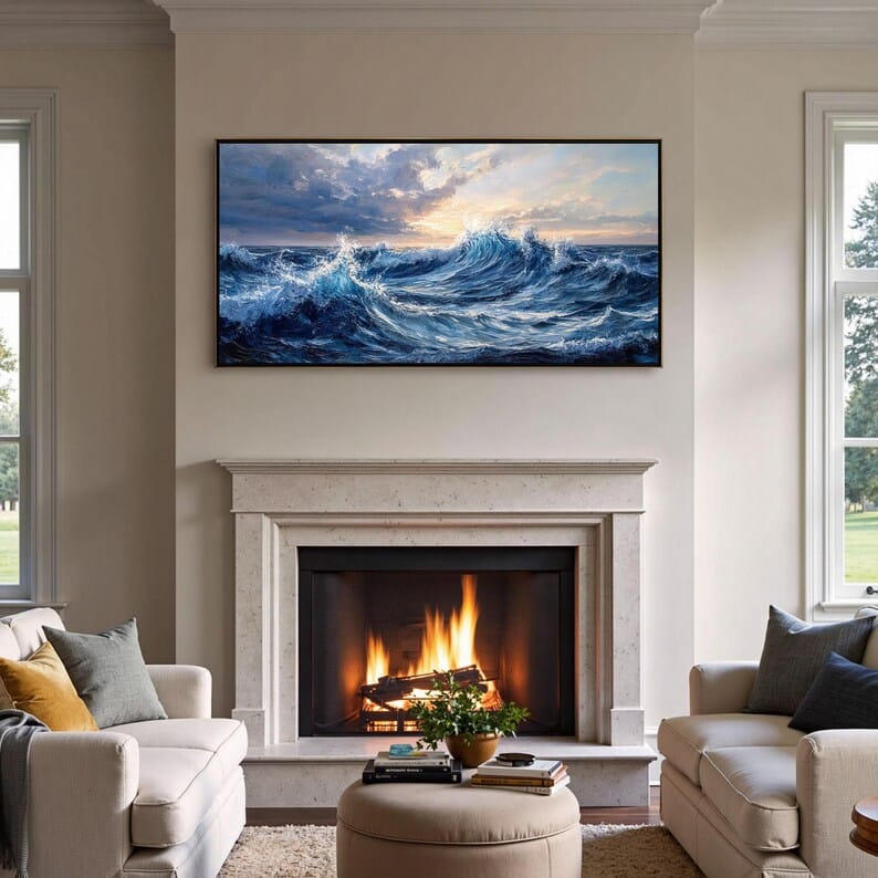 Tide of Light - Textured Ocean Wave Canvas Painting#AB0602010