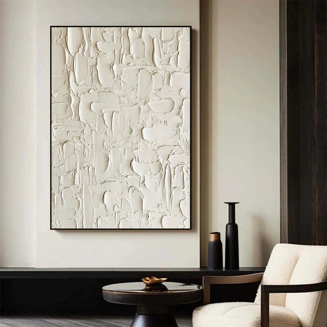 Tactile Rhythm-Texture abstract wall art with sculptural patterns - artextured