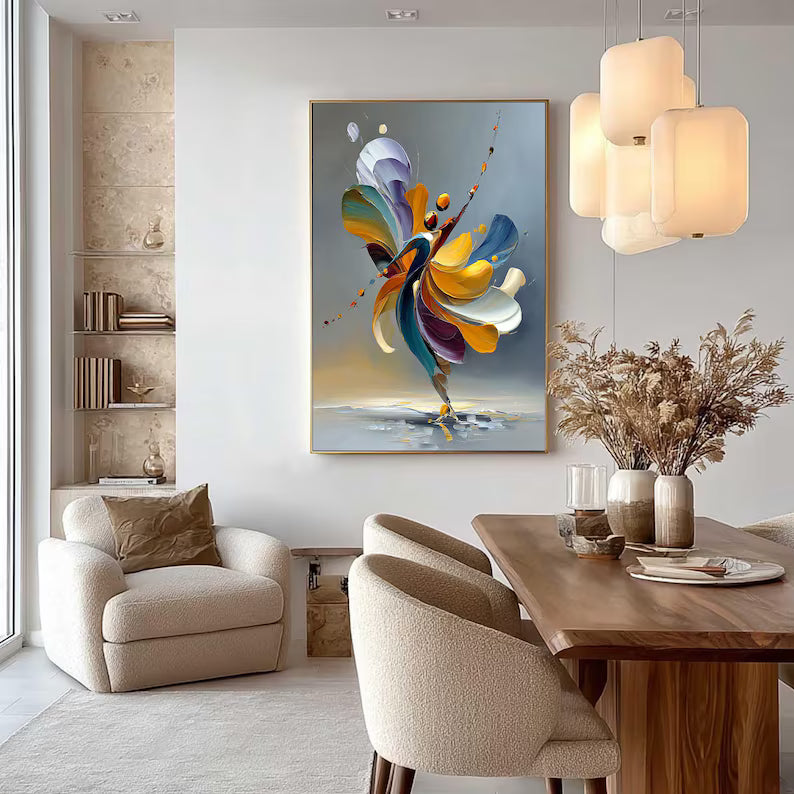 Petal Motion - Colorful Abstract Dancer Canvas Painting#AB0602009