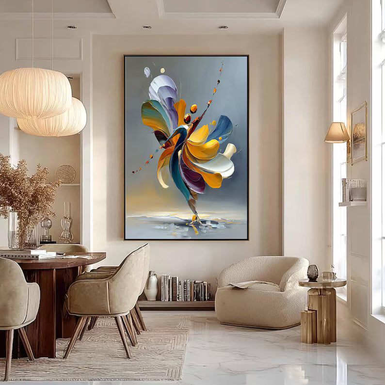 Petal Motion - Colorful Abstract Dancer Canvas Painting#AB0602009