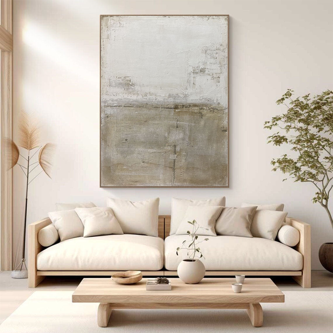 Tranquil Horizons - Minimalist Textured Abstract Art