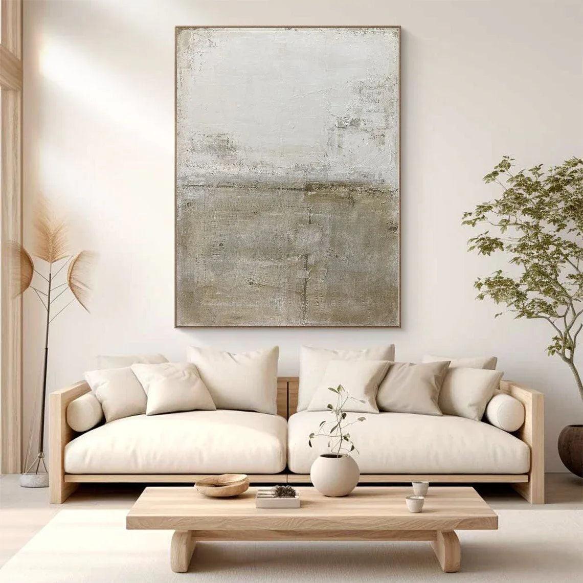 Tranquil Horizons -Top and Bottom Dual Color Gradient Hand-Painted Minimalist Abstract Wall Art - artextured