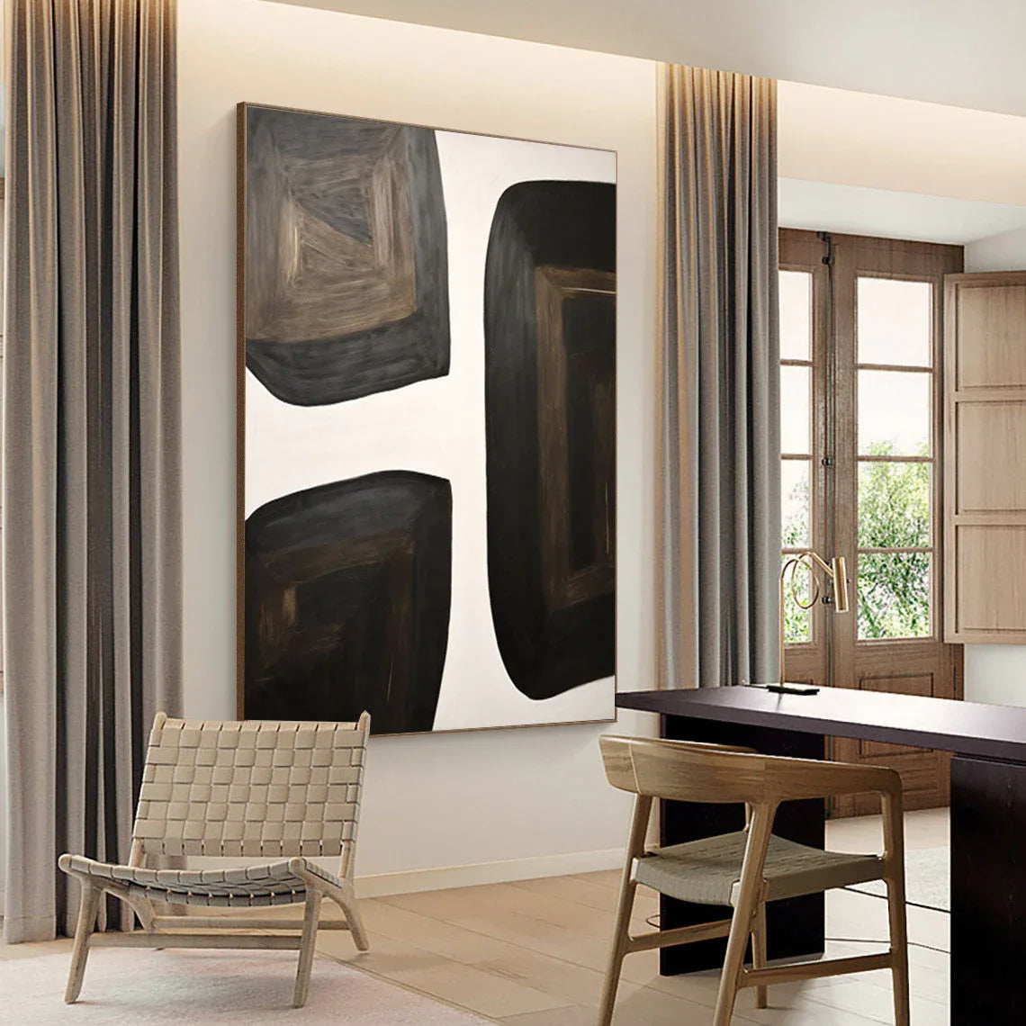 Shifting Horizons-Geometric Block Wabi Sabi Abstract Wall Art - artextured