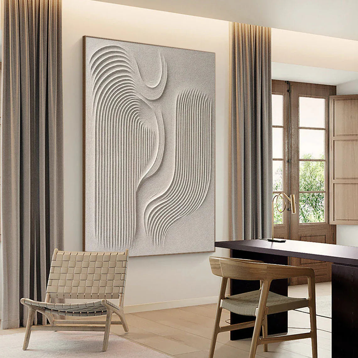 Flowing Harmony-Modern Minimalist Flowing Curved Geometric Abstract Wall Art - artextured