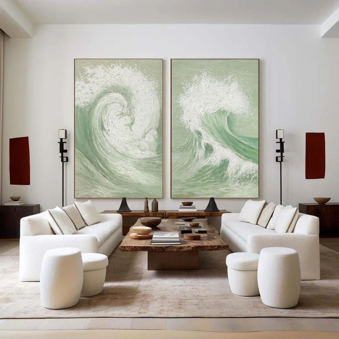 Oceanic Symphony - Dual Abstract Wave Canvas Art SET OF 2 - artextured