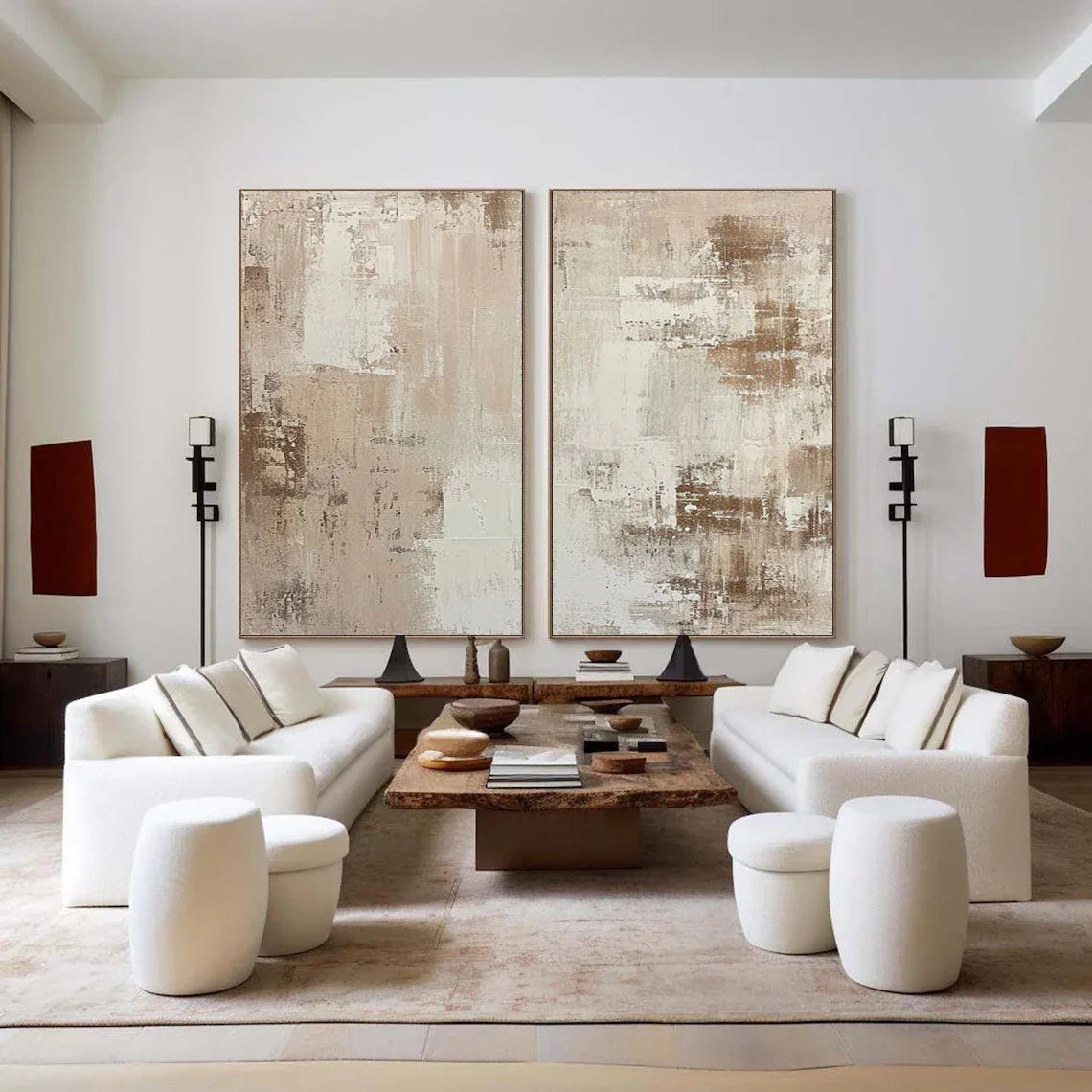 Abstract Elegance- Neutral Textured Canvas Set SET OF 2 - artextured