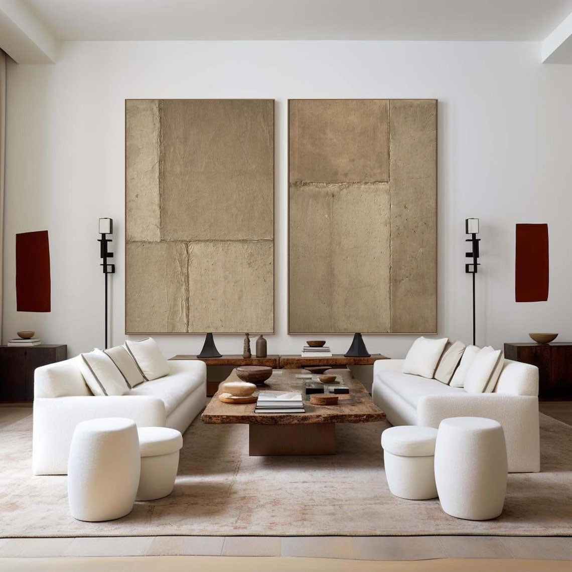 Rustic Harmony: Textured Neutral Canvas Set OF 2
