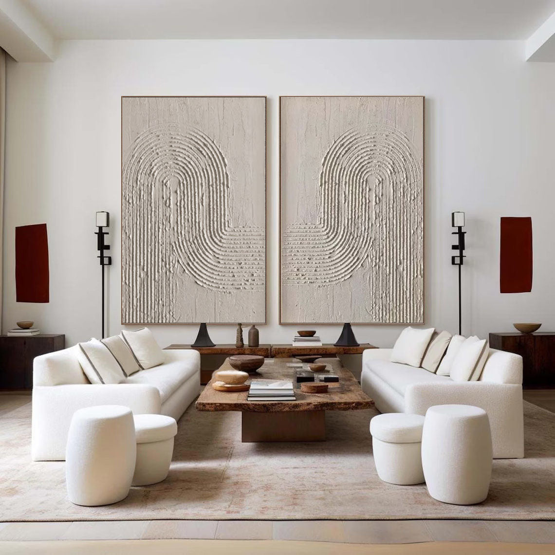 Textured Elegance: Minimalist Arch Canvas Duo SET OF 2