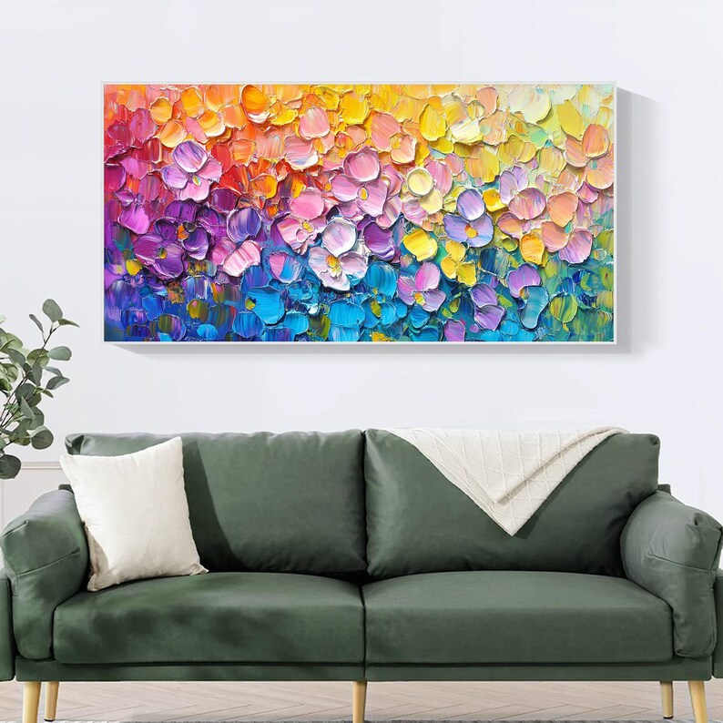 Blooming Rainbow – Colorful Textured Floral Abstract Wall Art#AB14021