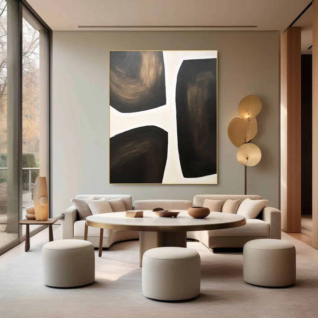 Abstract Harmony Wall Art-Modern Hand-Painted Geometric Wabi-Sabi Abstract Oil Painting - artextured