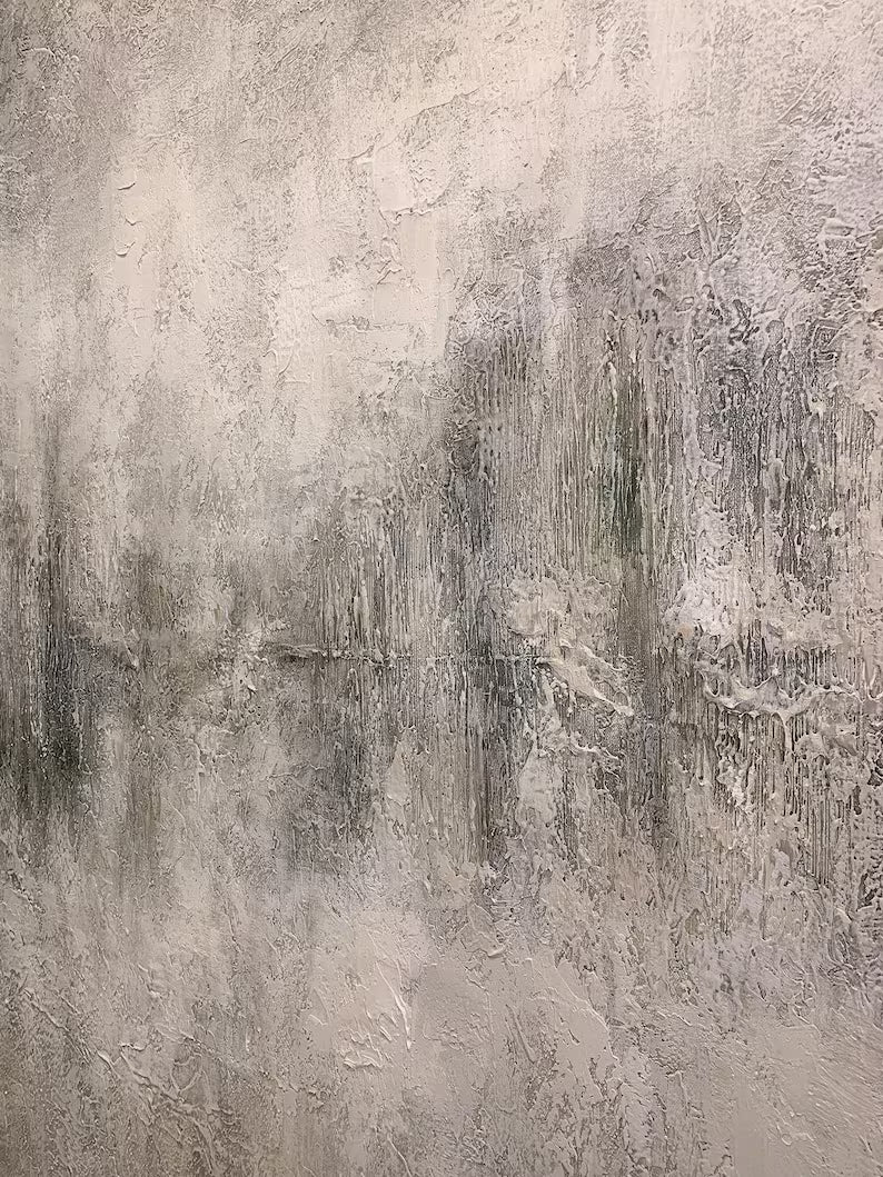 Mist of Morning – Neutral Textured Abstract Wall Art in Soft Beige and Grey Green#AB14040