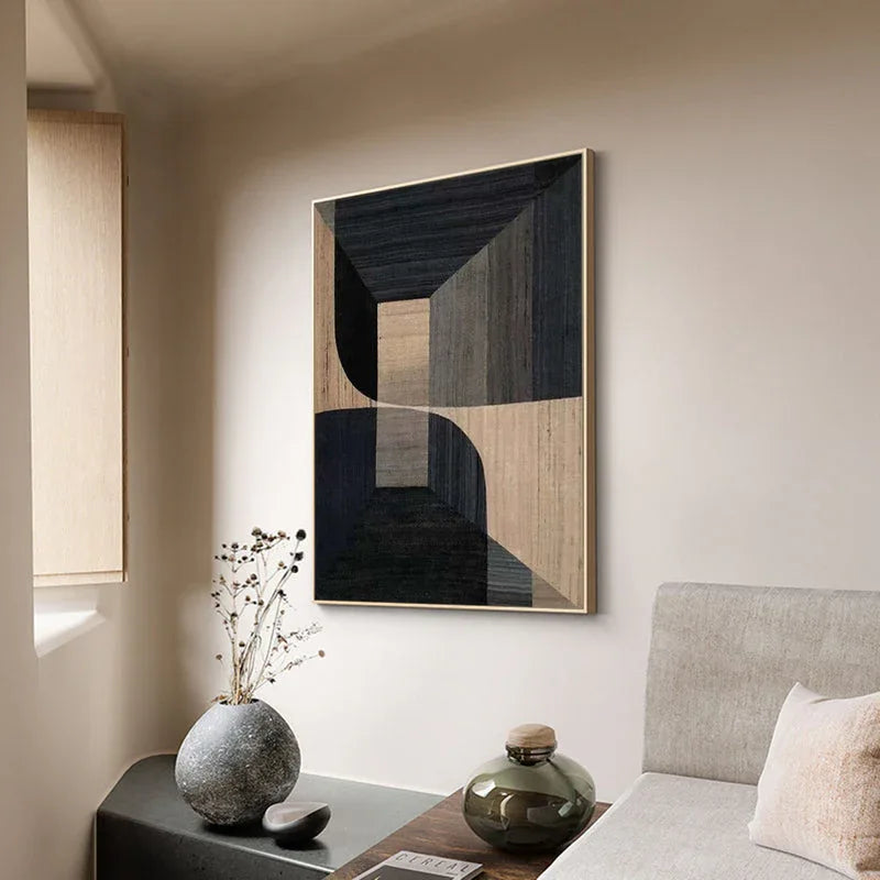 Geometric Tranquility-Geometric Space Abstract Wall Art with Extremely Simple Style - artextured