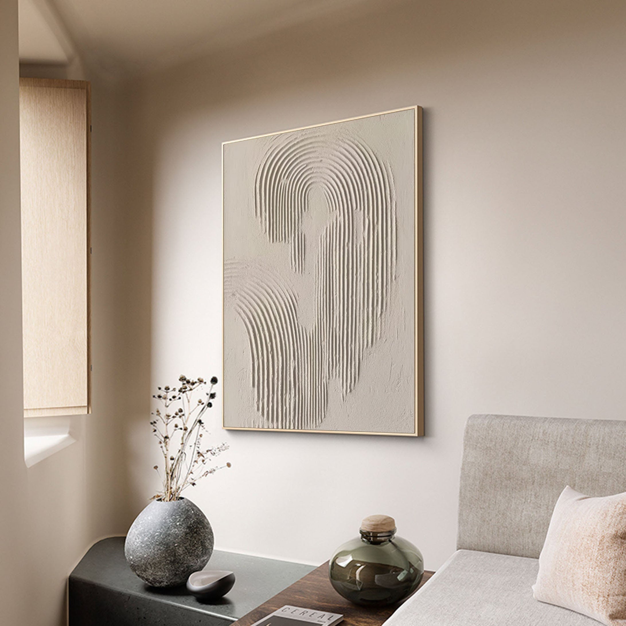Rippled Elegance: Minimalist Textured Wall Art