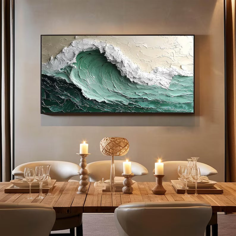 Emerald Breaker – Textured Ocean Wave Painting#AB14015