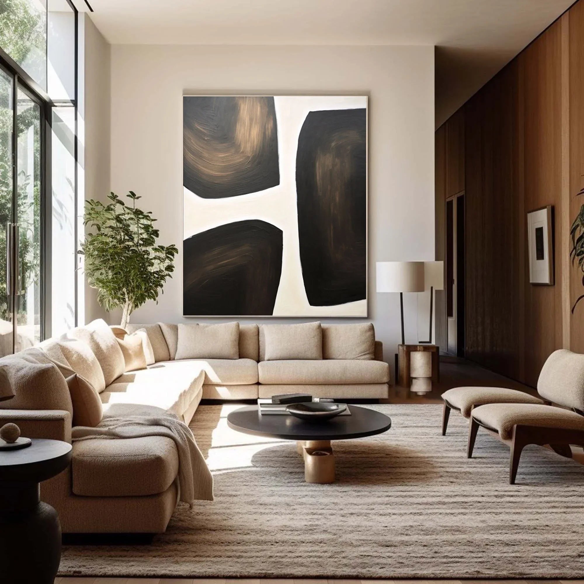 Abstract Harmony Wall Art-Modern Hand-Painted Geometric Wabi-Sabi Abstract Oil Painting - artextured