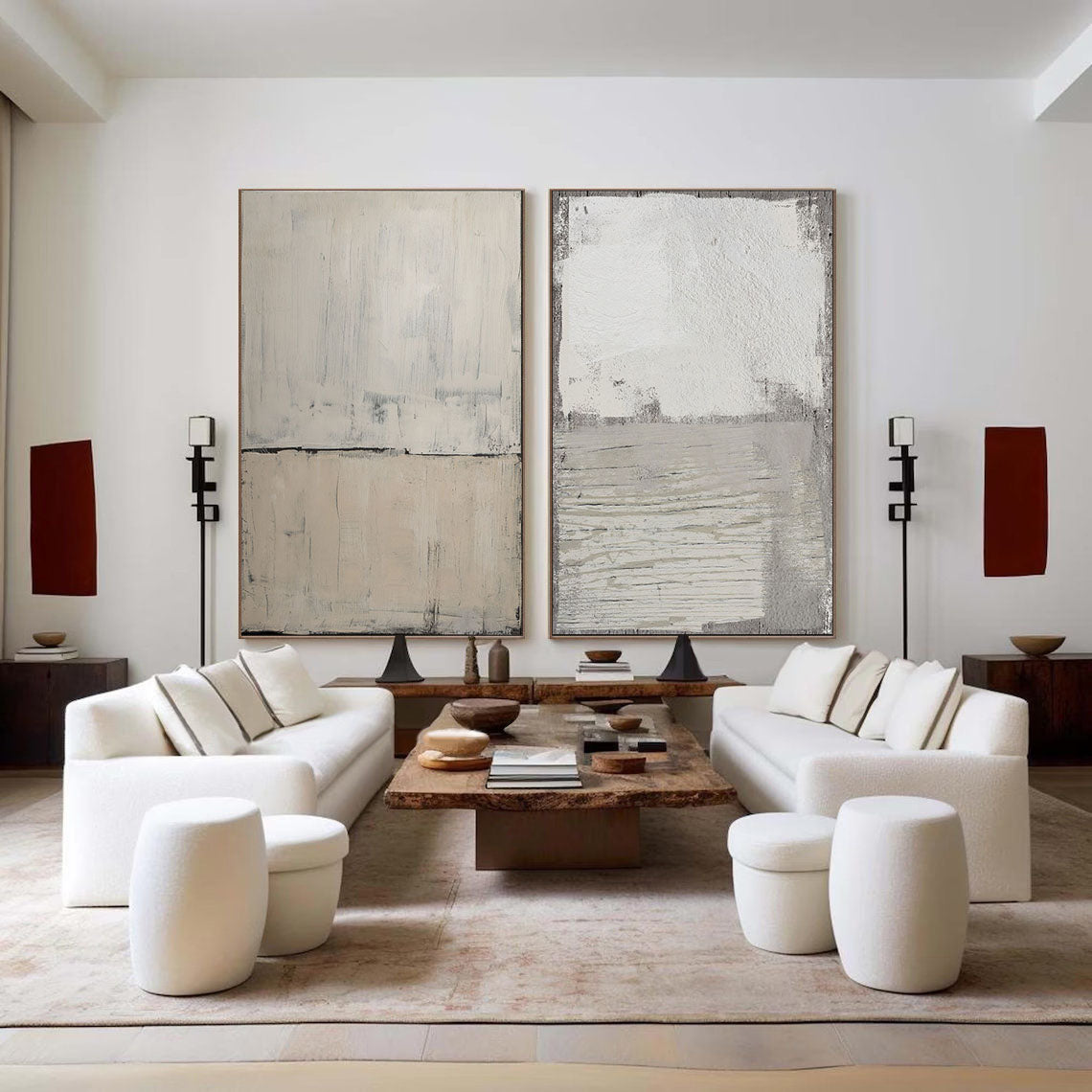 Minimalist Duo: Textured Abstract Canvas Set OF 2