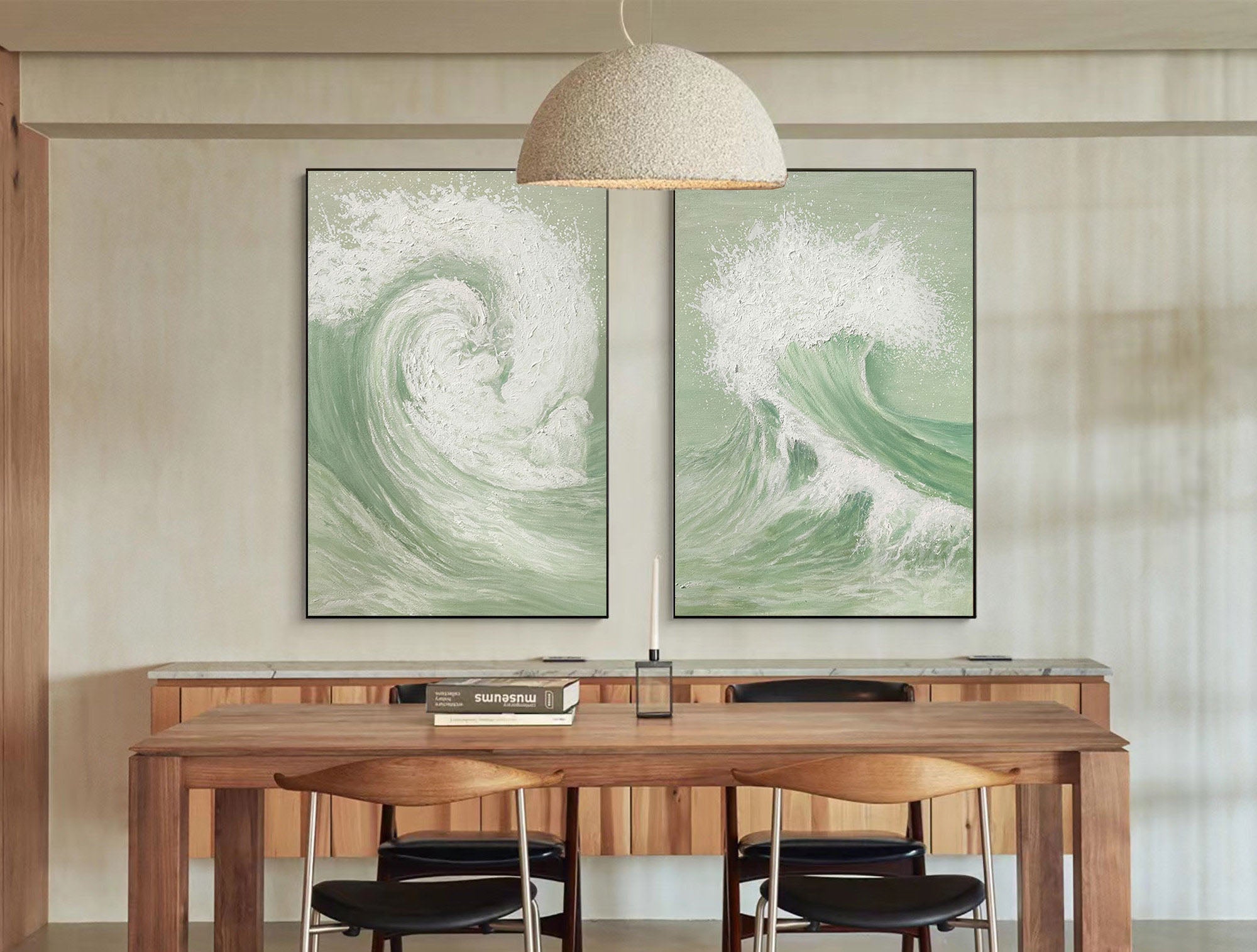 Oceanic Symphony - Dual Abstract Wave Canvas Art SET OF 2