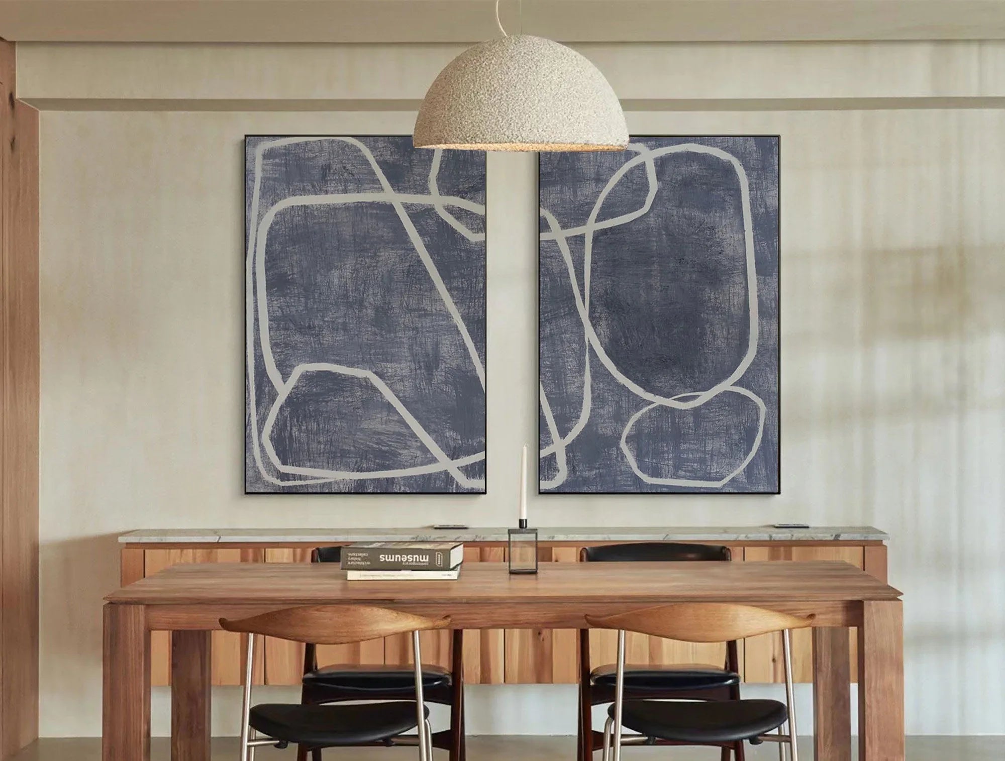 Abstract Dual Canvas Art - Dynamic Geometric Linework SET OF 2 - artextured