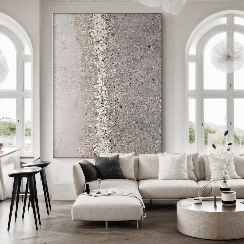 Quiet Divide – Minimalist Neutral Textured Abstract Wall Art #AB14045
