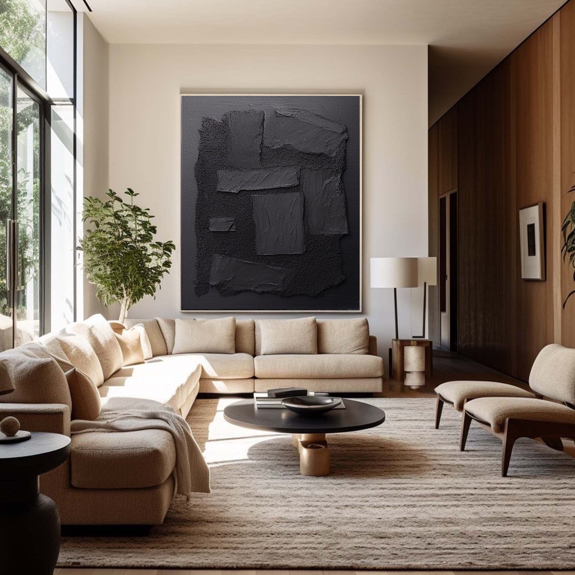 Shadow Layers: Textured Abstract Canvas Art