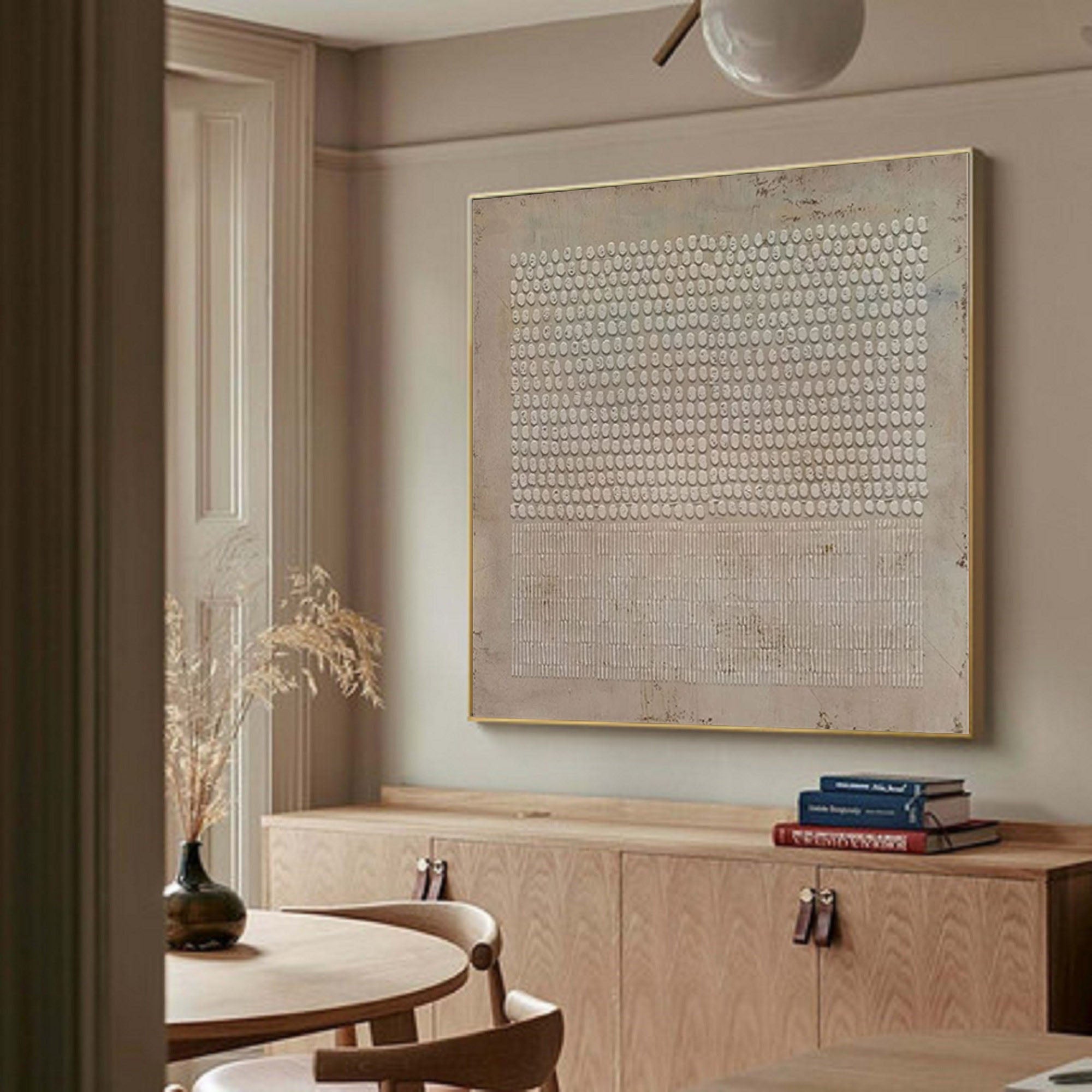 Tactile Harmony-Modern Minimalist Geometric Point Line Texture Abstract Wall Art