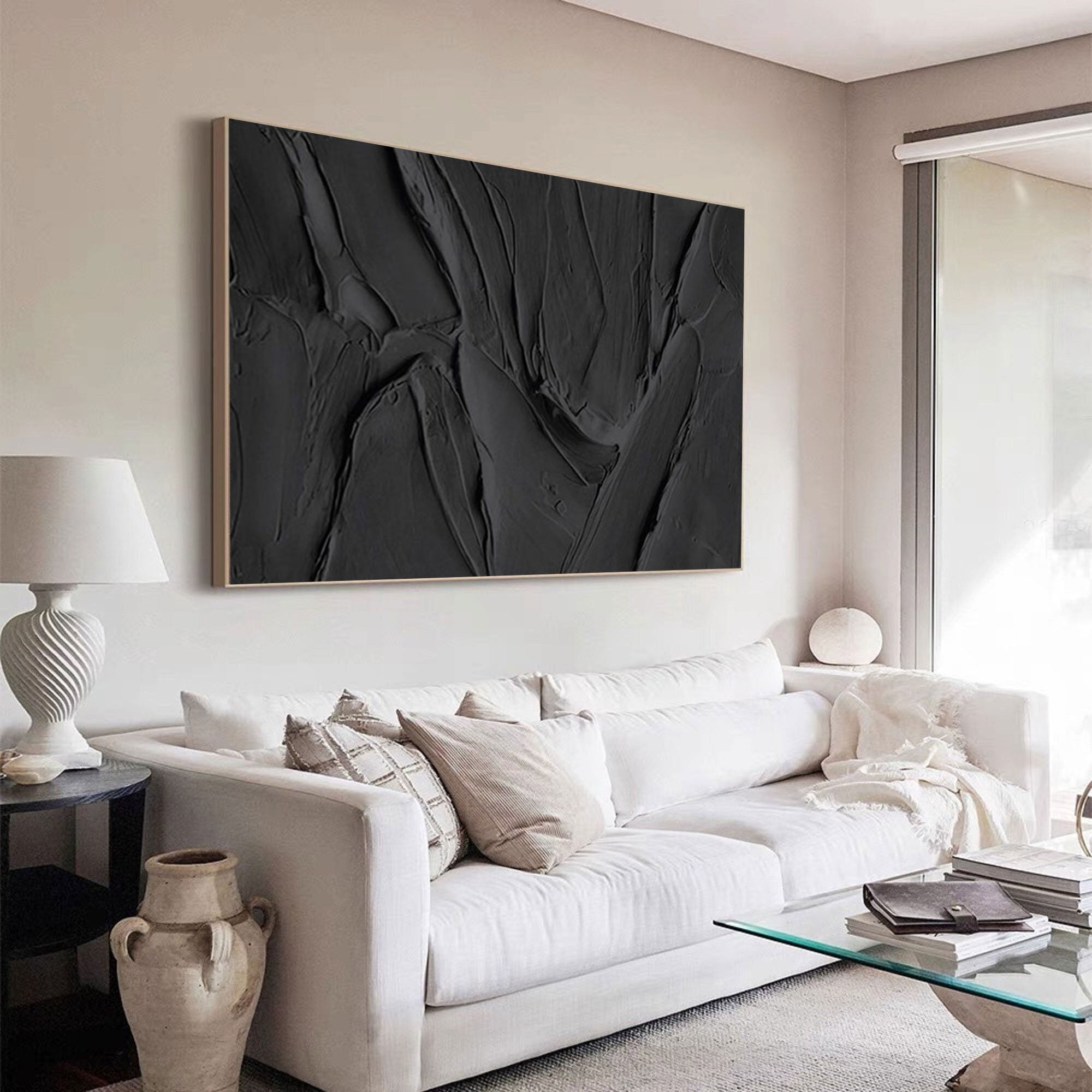 Velvet Shadows: Abstract Textured Canvas Art