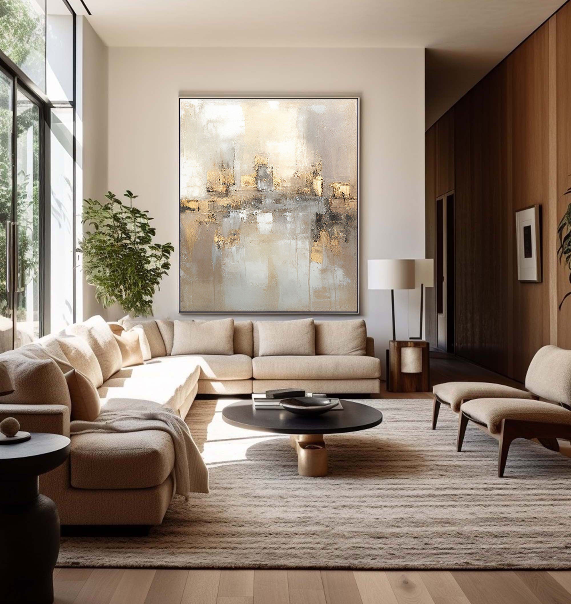 Reflections by the Lake: Abstract Serene Landscape Canvas